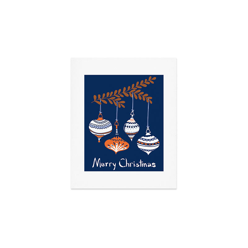 Cheerful little Christmas baubles blue Art Print Gallery Image 1