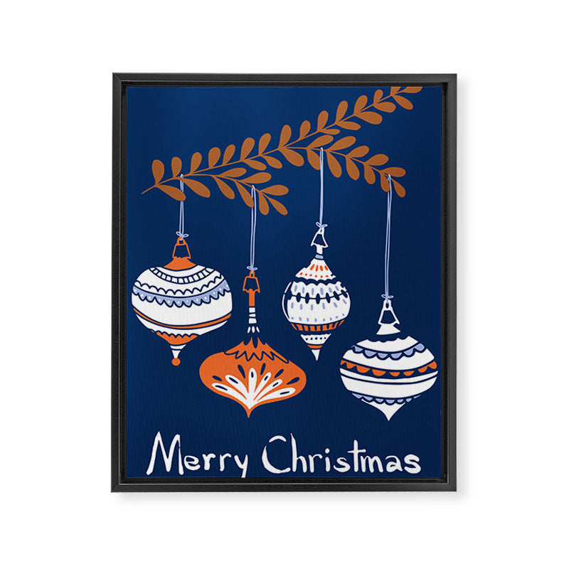 Cheerful little Christmas baubles blue Framed Canvas Print Gallery Image 6