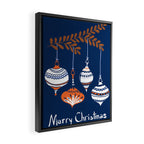 Cheerful little Christmas baubles blue Framed Canvas Print Gallery Image 2