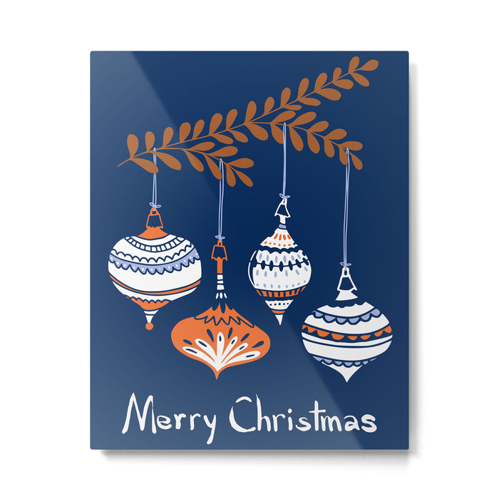 Cheerful little Christmas baubles blue Metal Print Gallery Image 1