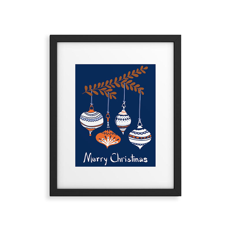 Cheerful little Christmas baubles blue Framed Art Print Gallery Image 5