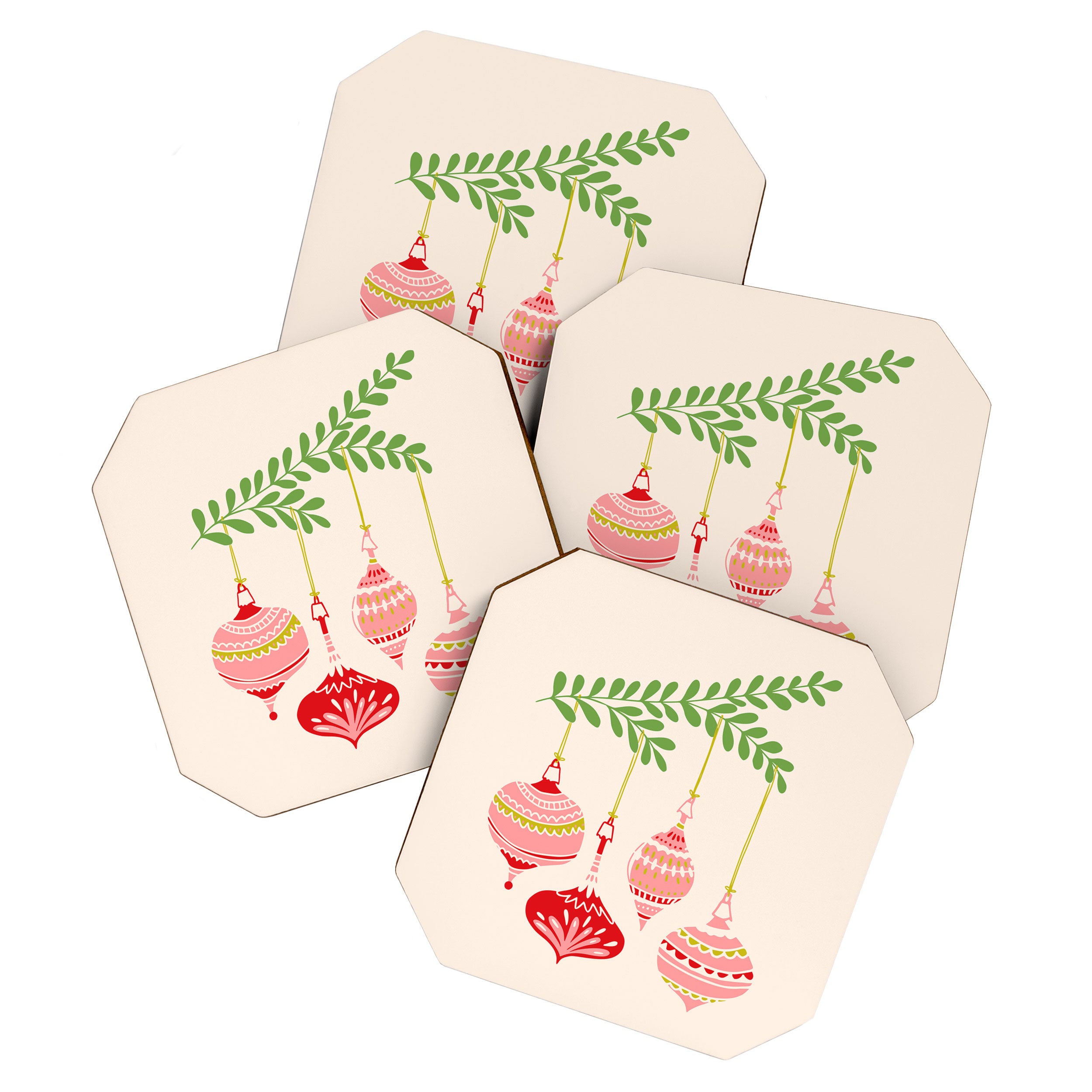 Cheerful little Christmas baubles Coaster Gallery Image 1