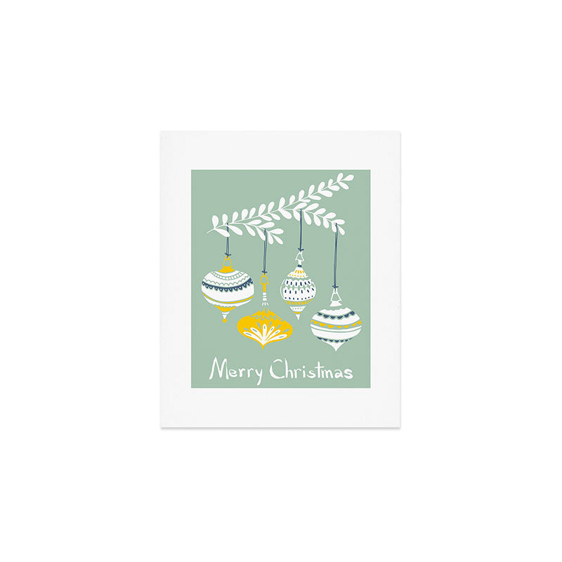 Cheerful little Christmas baubles mint Art Print Gallery Image 1