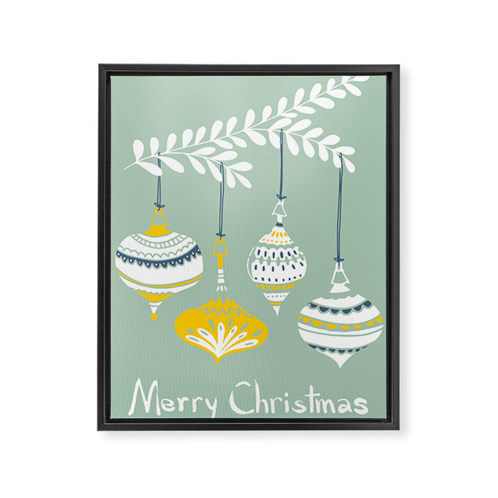 Cheerful little Christmas baubles mint Framed Canvas Print Gallery Image 1