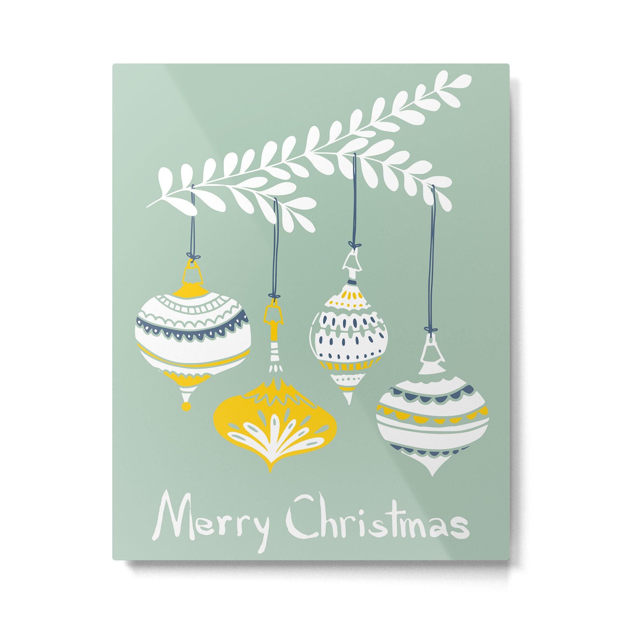 Cheerful little Christmas baubles mint Metal Print Gallery Image 4