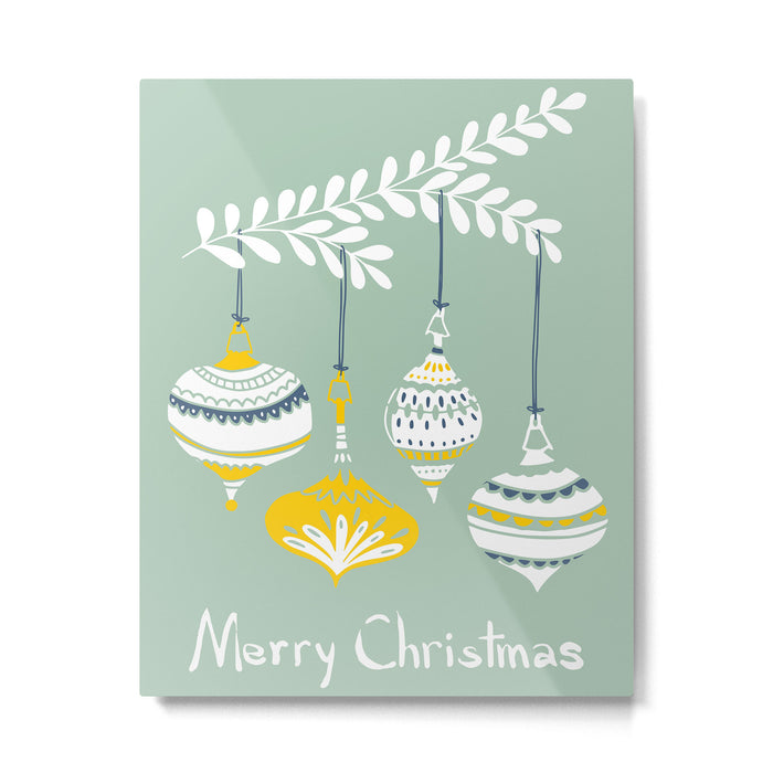 Cheerful little Christmas baubles mint Metal Print Gallery Image 1