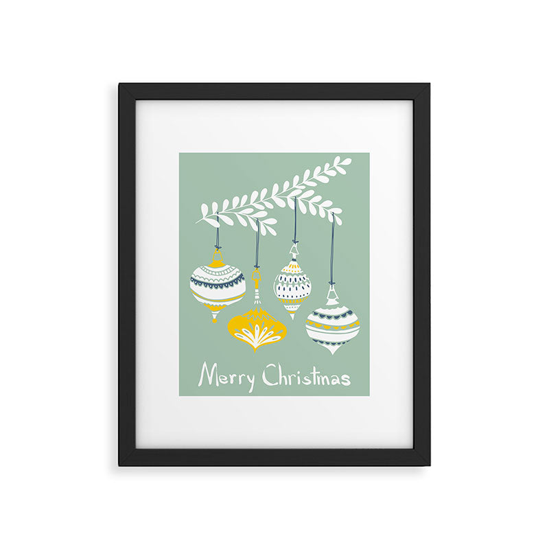 Cheerful little Christmas baubles mint Framed Art Print Gallery Image 5