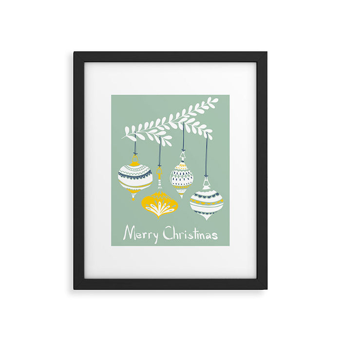 Cheerful little Christmas baubles mint Framed Art Print Gallery Image 1