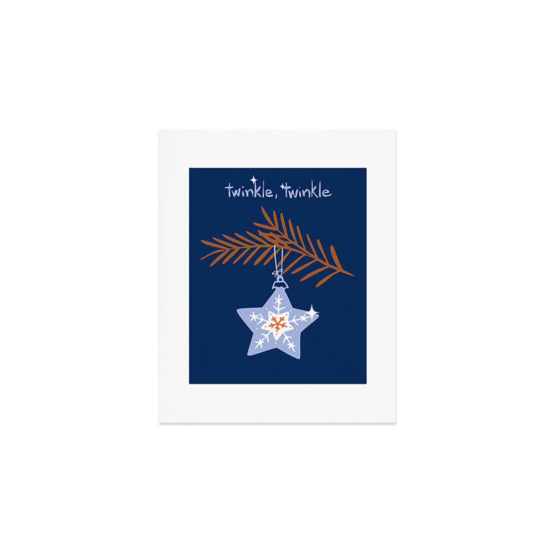 Cheerful twinkle Christmas star blue Art Print Gallery Image 1