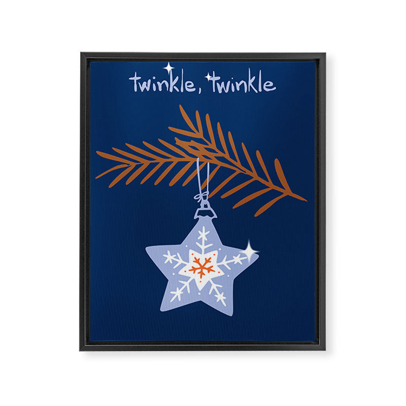 Cheerful twinkle Christmas star blue Framed Canvas Print Gallery Image 6
