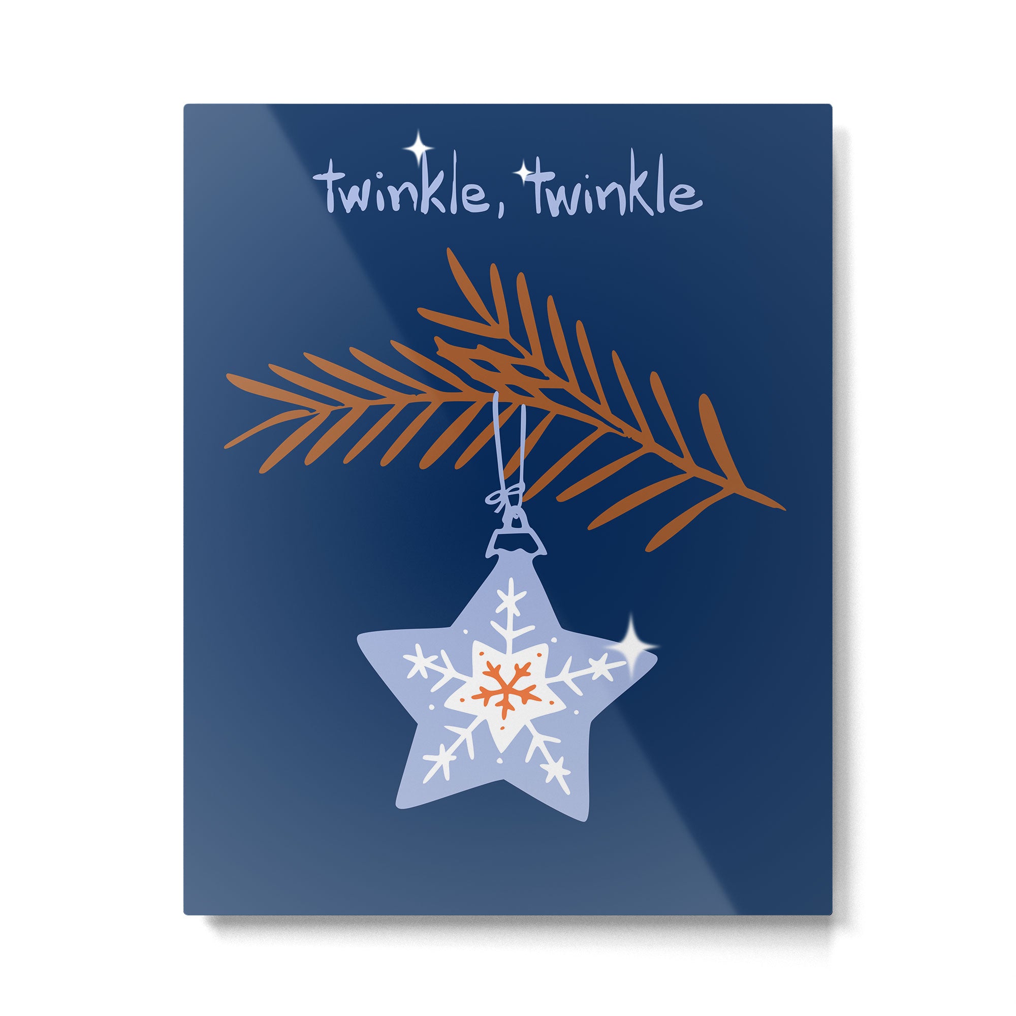Cheerful twinkle Christmas star blue Metal Print Gallery Image 4