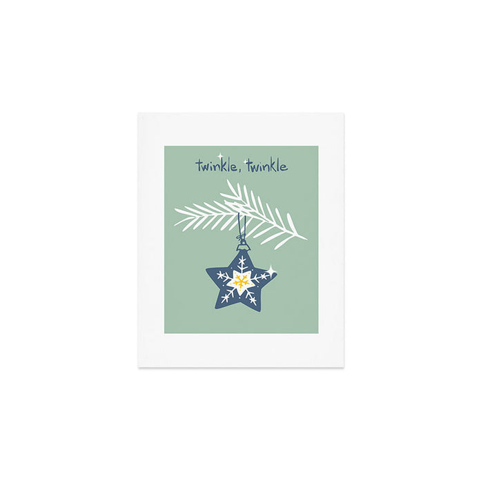 Cheerful twinkle Christmas star mint Art Print Gallery Image 1