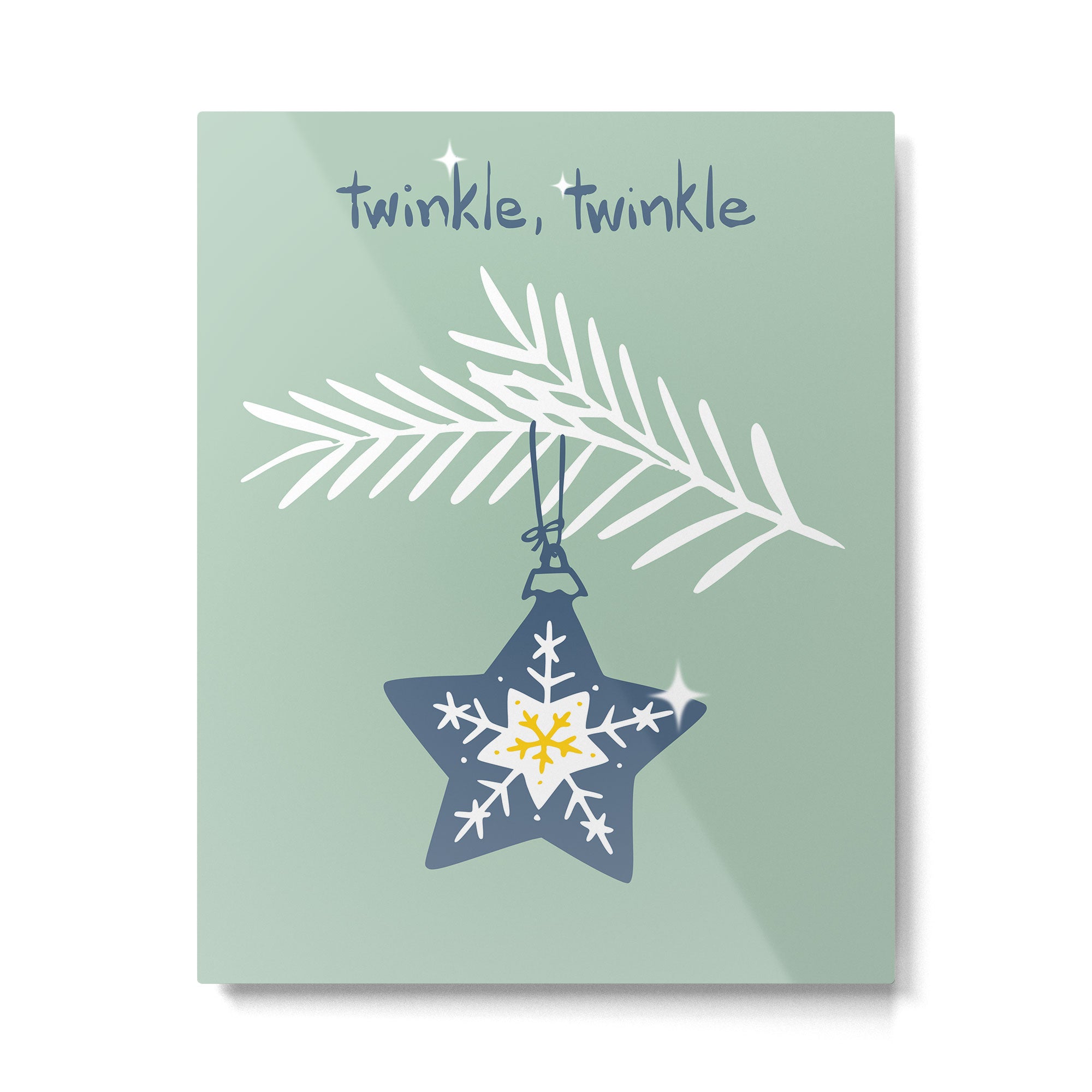 Cheerful twinkle Christmas star mint Metal Print Gallery Image 6