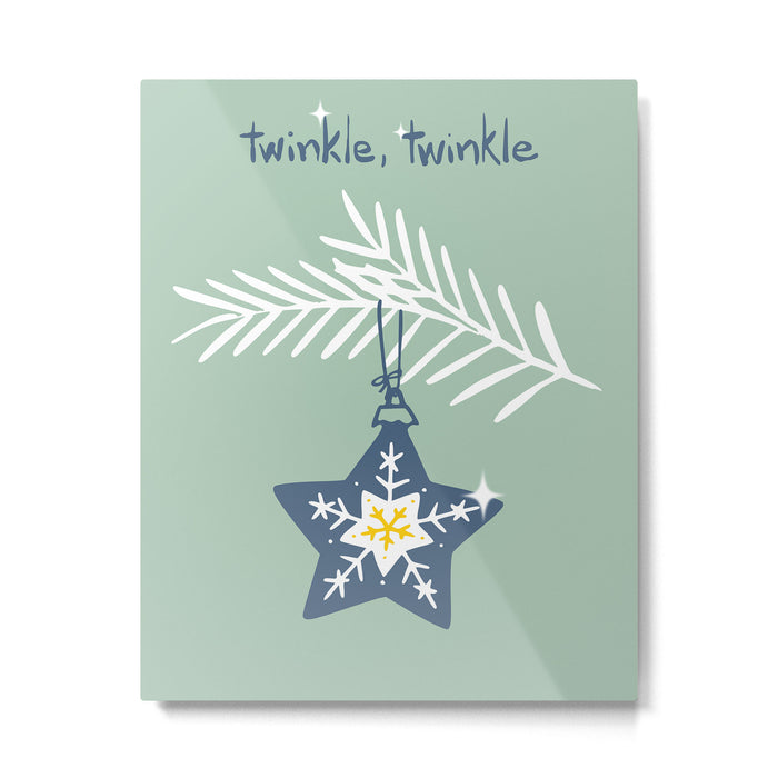 Cheerful twinkle Christmas star mint Metal Print Gallery Image 1