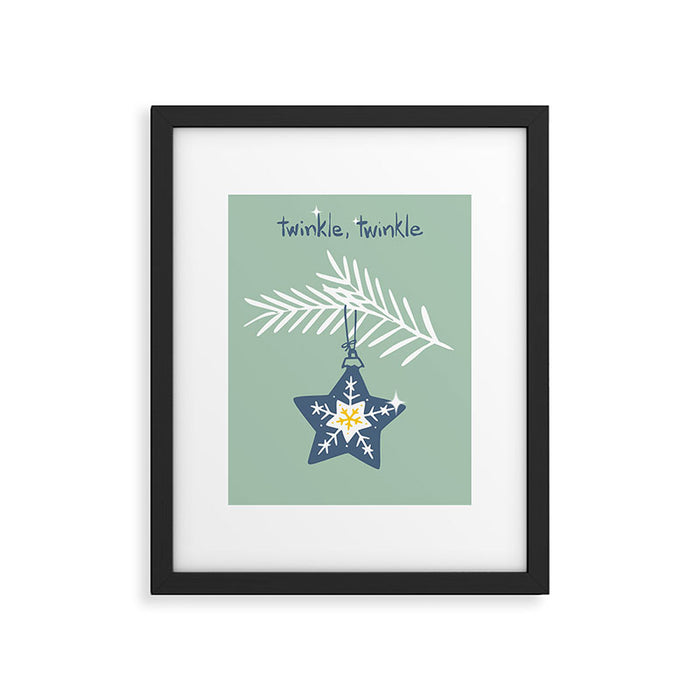 Cheerful twinkle Christmas star mint Framed Art Print Gallery Image 1