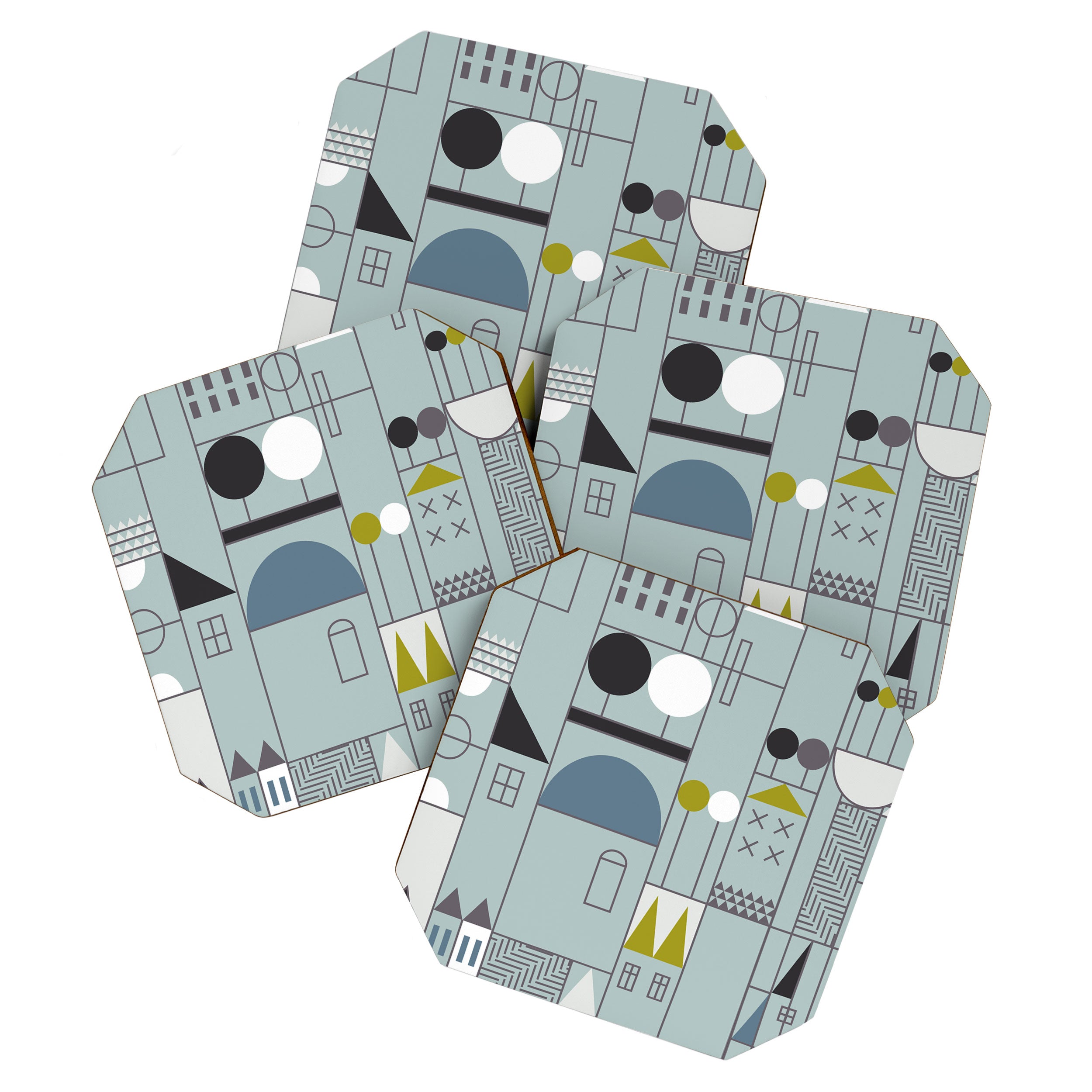 City life blocks blue teal Coaster Gallery Image 1