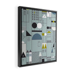 City life blocks blue teal Framed Canvas Print Gallery Image 2