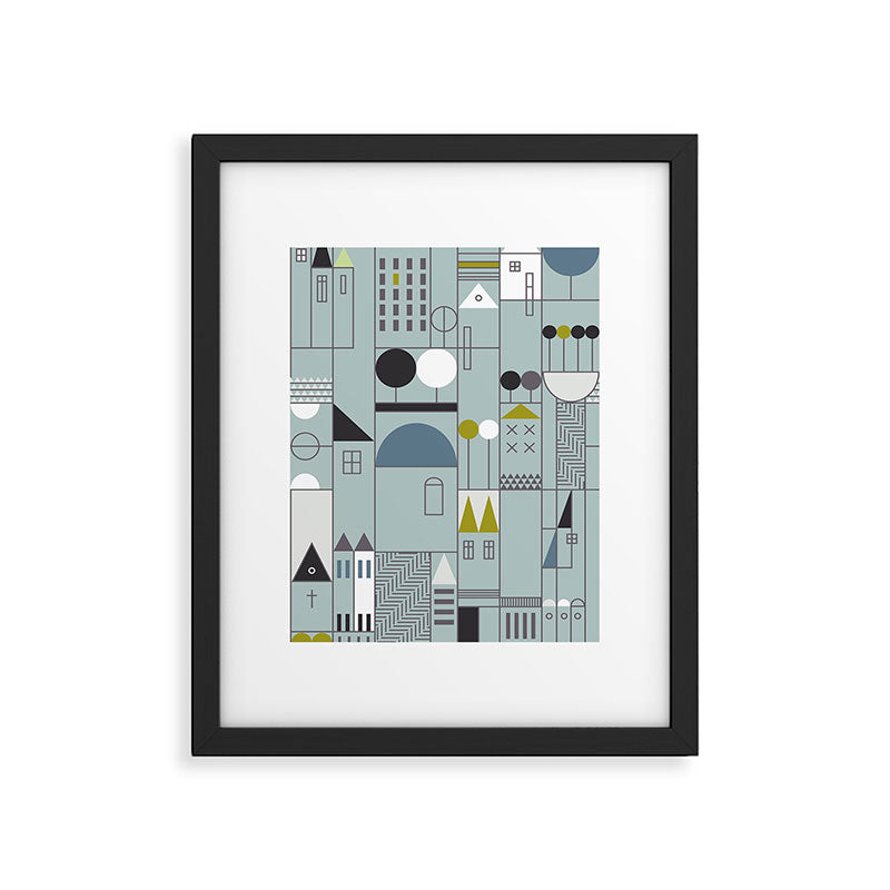 City life blocks blue teal Framed Art Print Gallery Image 5