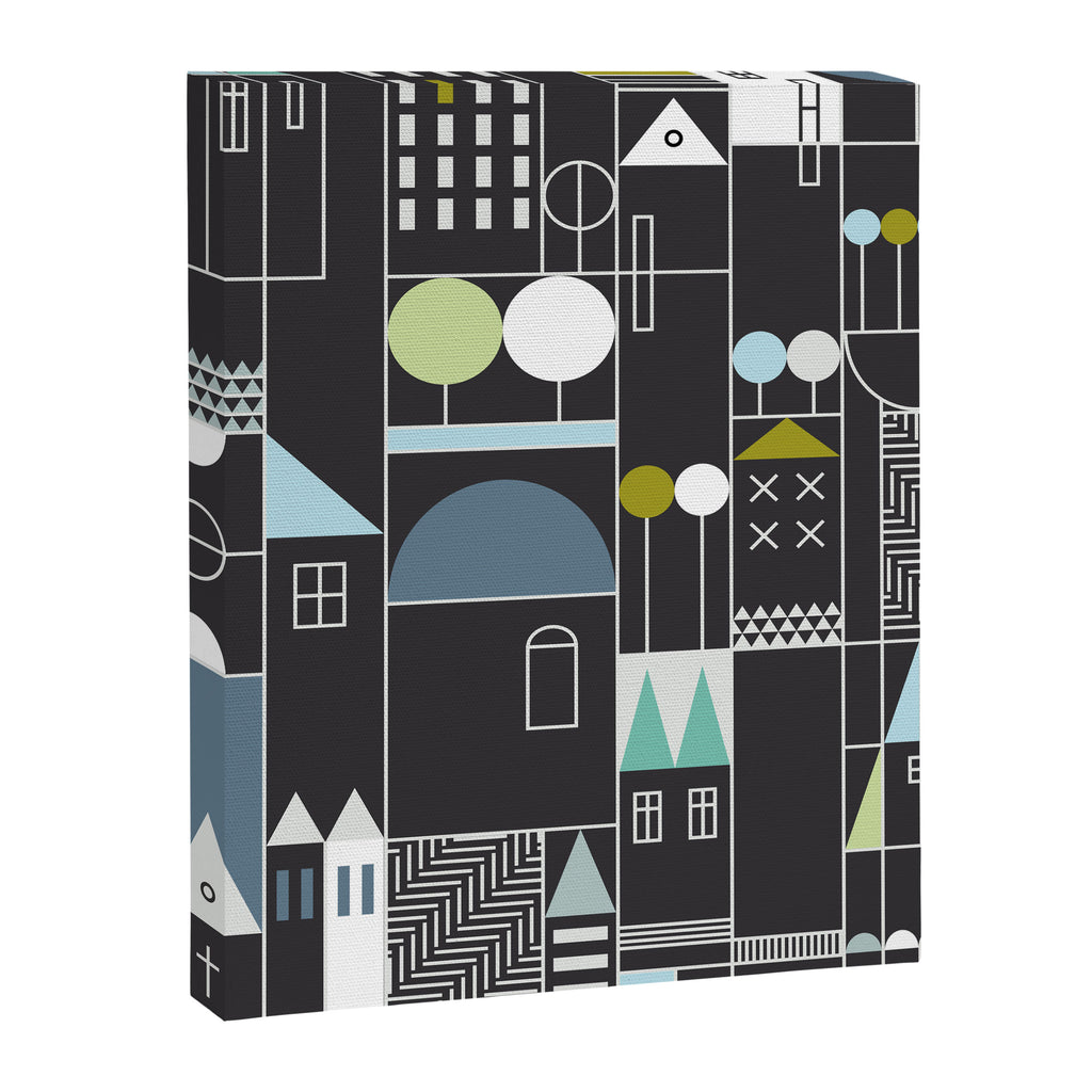 City life blocks moonless night Canvas Print Gallery Image 6