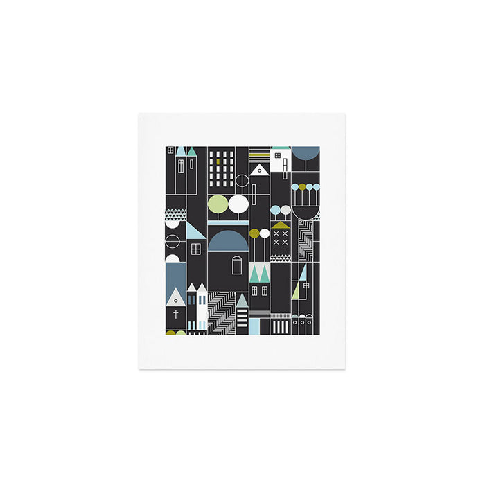 City life blocks moonless night Art Print Gallery Image 1