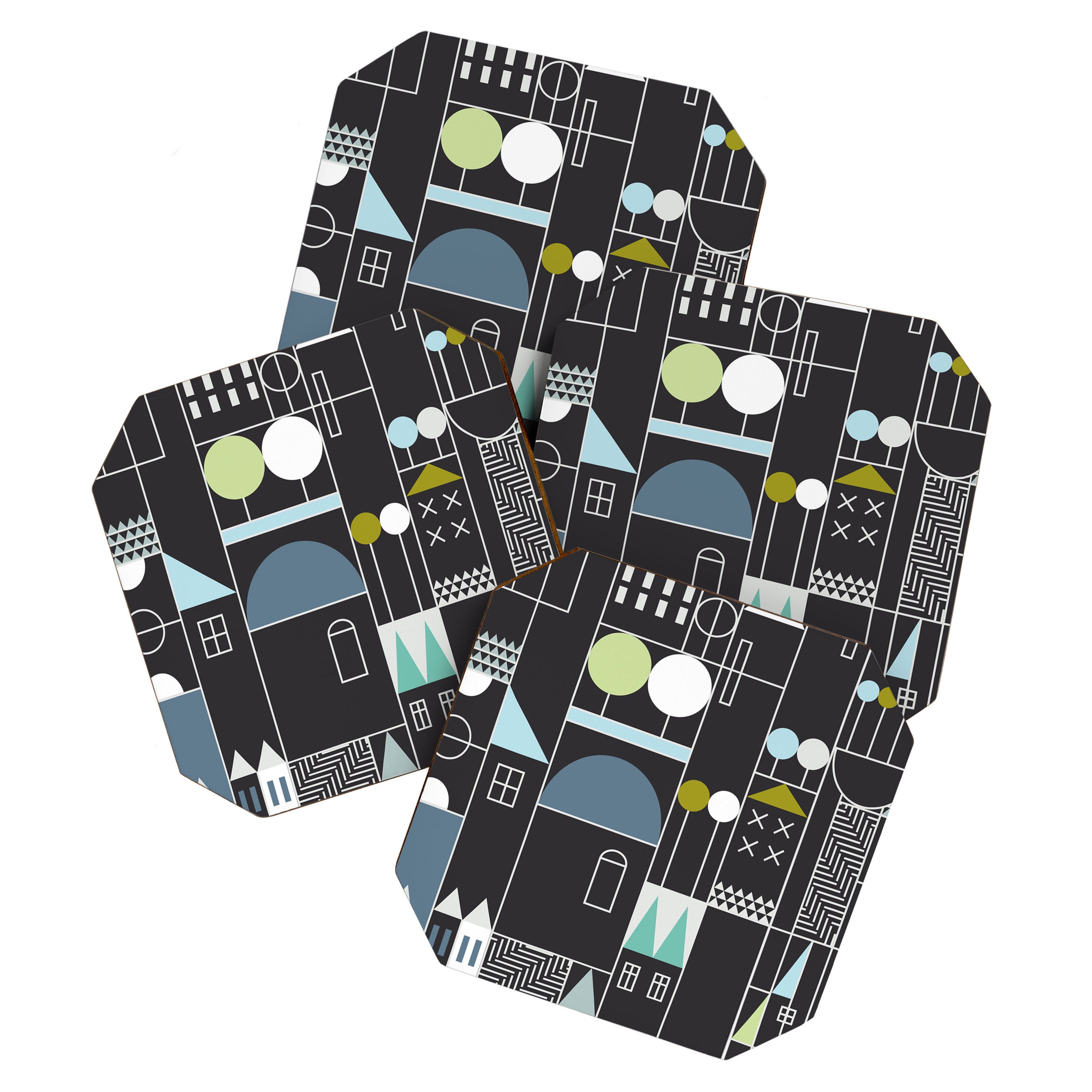 City life blocks moonless night Coaster Gallery Image 1