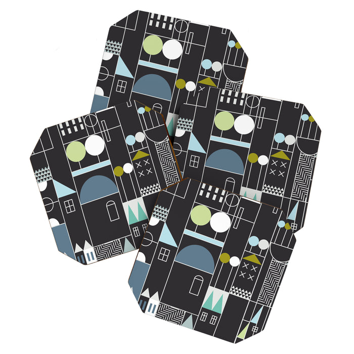 City life blocks moonless night Coaster Gallery Image 1