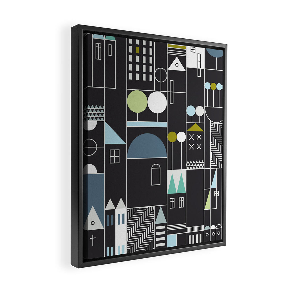City life blocks moonless night Framed Canvas Print Gallery Image 2