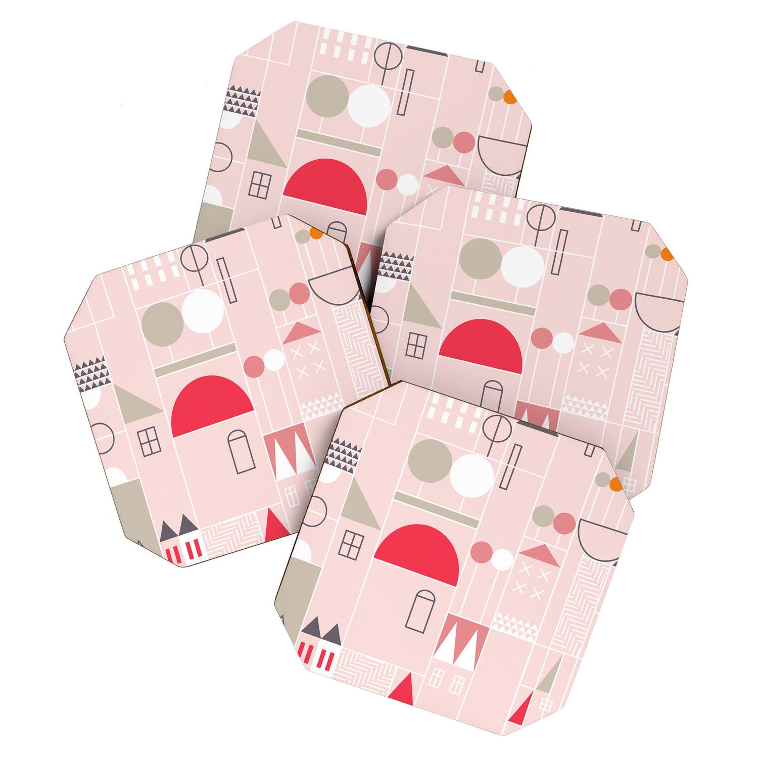 City life blocks pearl pink Coaster Gallery Image 1