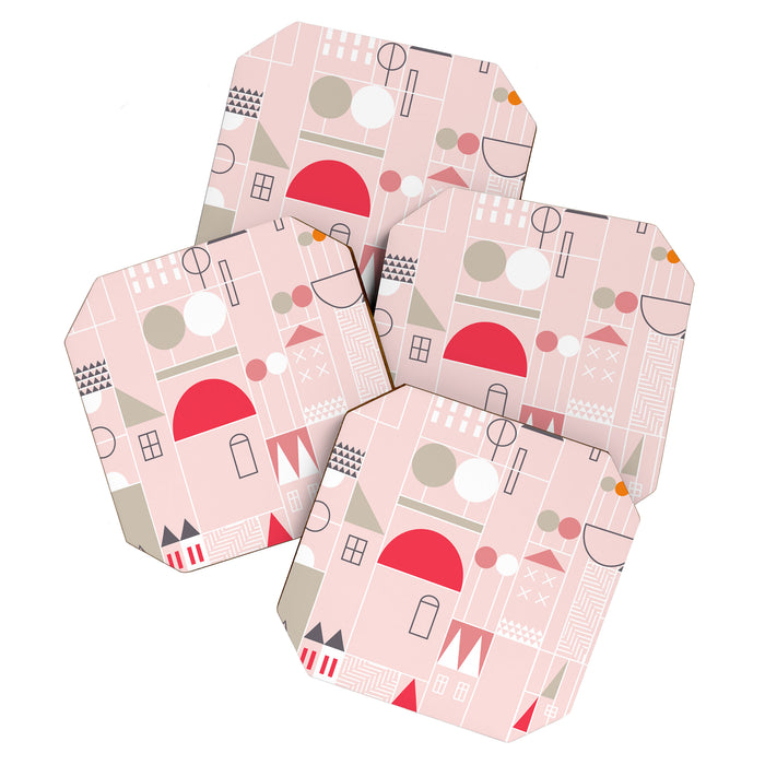 City life blocks pearl pink Coaster Gallery Image 1