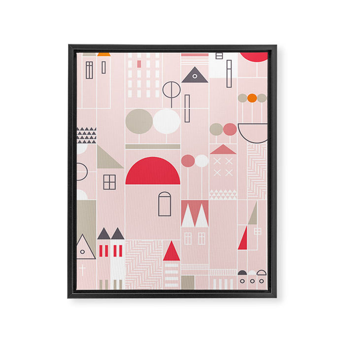 City life blocks pearl pink Framed Canvas Print Gallery Image 1