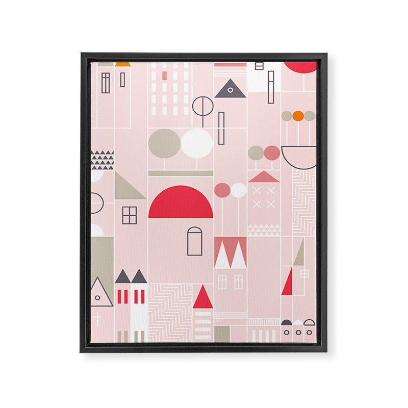 City life blocks pearl pink Framed Canvas Print Gallery Image 6