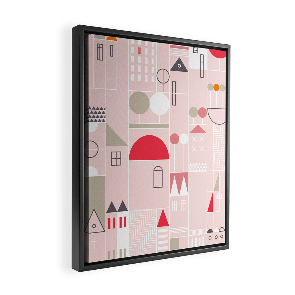 City life blocks pearl pink Framed Canvas Print Gallery Image 2