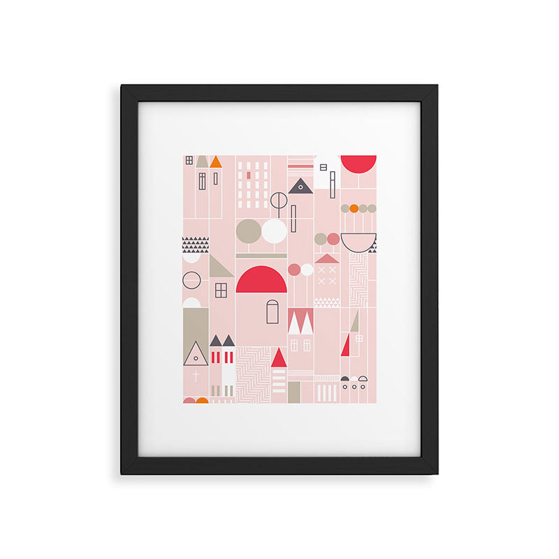 City life blocks pearl pink Framed Art Print Gallery Image 5