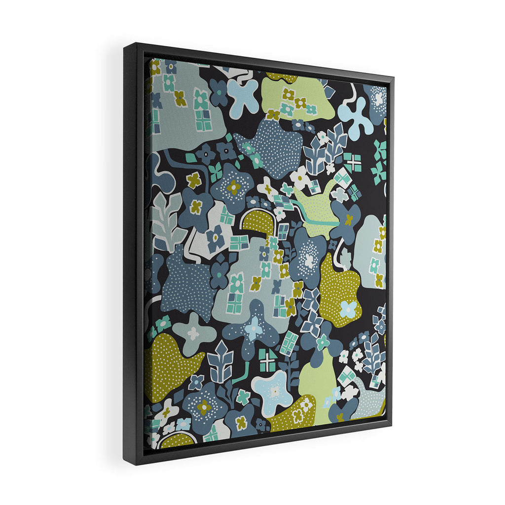 City life botanical park moonless night Framed Canvas Print Gallery Image 2