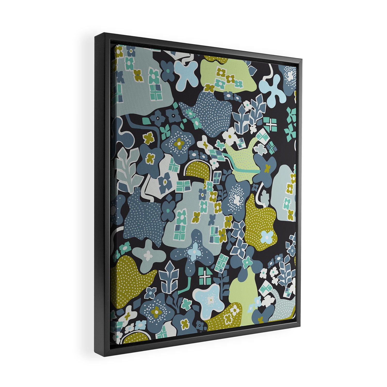 City life botanical park moonless night Framed Canvas Print Gallery Image 2