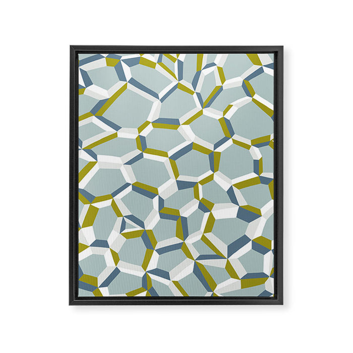 City life connections blue teal Framed Canvas Print Gallery Image 1
