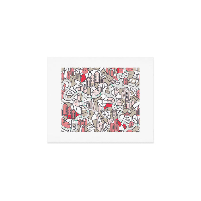 City life map mauve Art Print Gallery Image 1