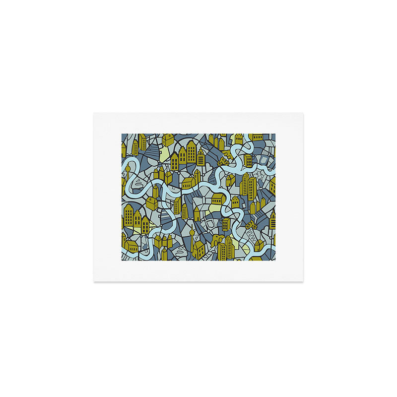 City life map moonless night Art Print Gallery Image 1