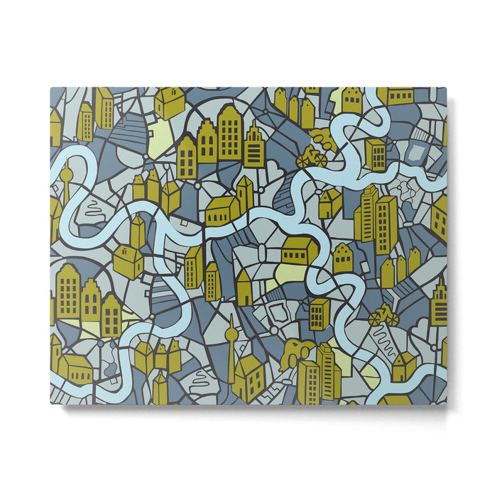 City life map moonless night Metal Print Gallery Image 1