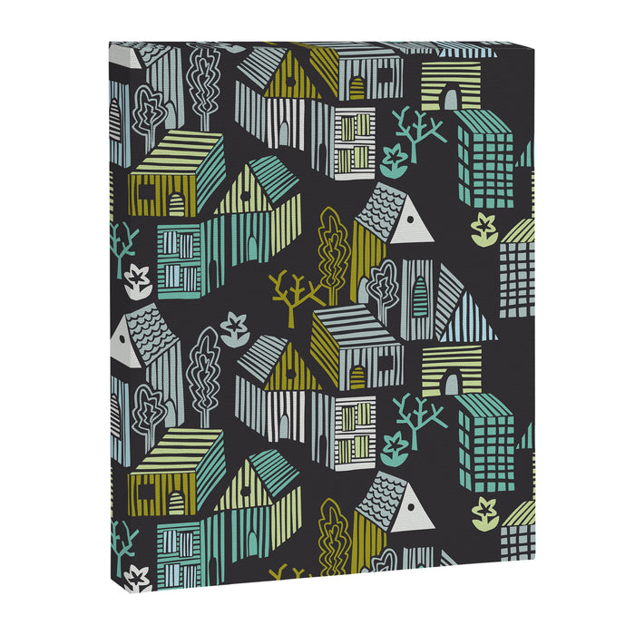 City life neighborhood moonless night Canvas Print Gallery Image 1