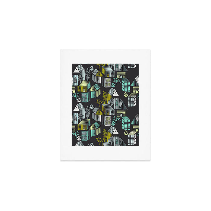 City life neighborhood moonless night Art Print Gallery Image 1