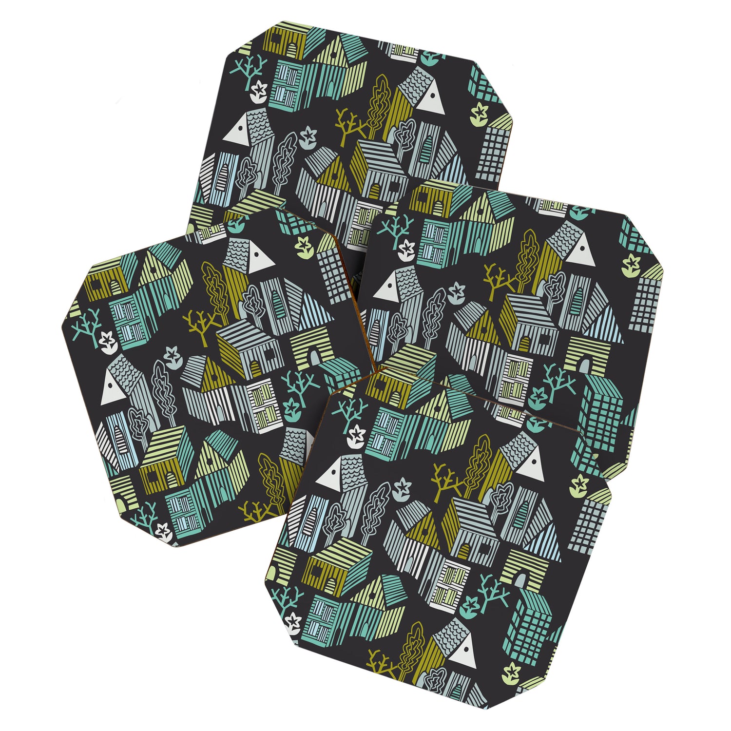 City life neighborhood moonless night Coaster Gallery Image 1