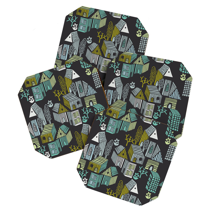 City life neighborhood moonless night Coaster Gallery Image 1