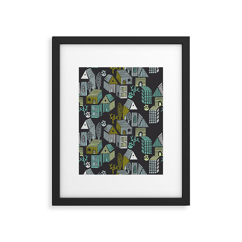 City life neighborhood moonless night Framed Art Print Gallery Image 5