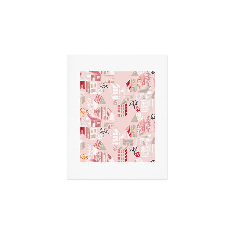 City life neighborhood pearl pink Art Print Gallery Image 1