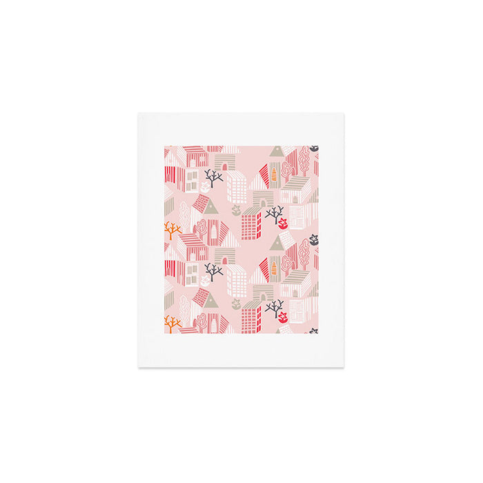 City life neighborhood pearl pink Art Print Gallery Image 1