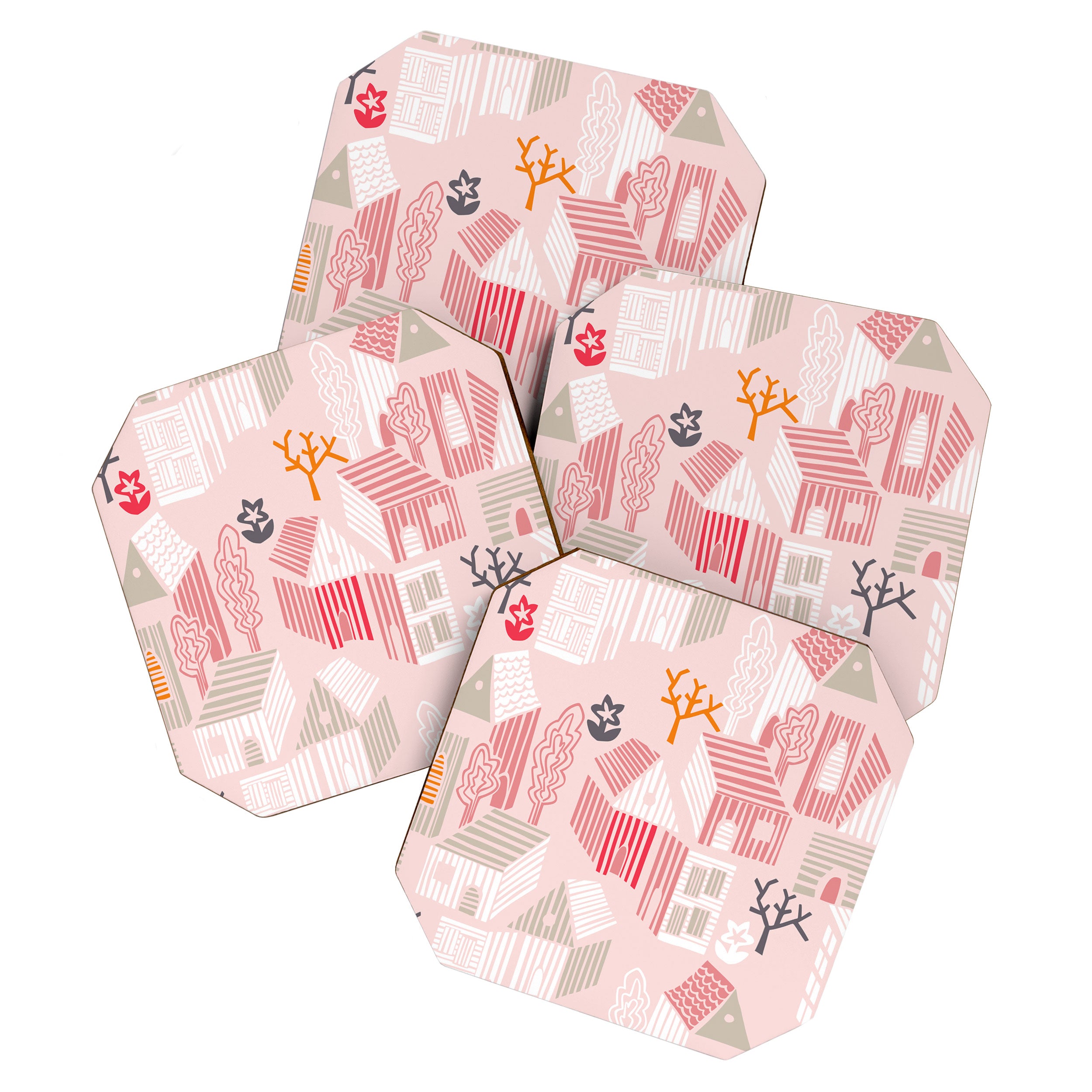 City life neighborhood pearl pink Coaster Gallery Image 1