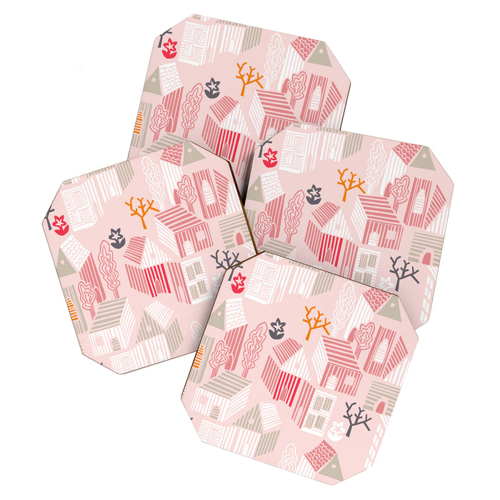 City life neighborhood pearl pink Coaster Gallery Image 1