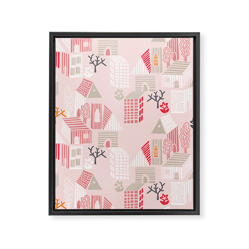 City life neighborhood pearl pink Framed Canvas Print Gallery Image 6