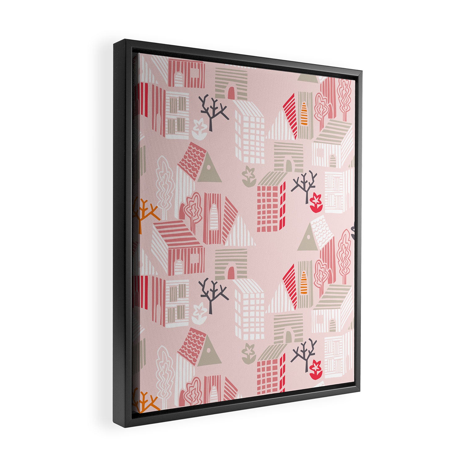 City life neighborhood pearl pink Framed Canvas Print Gallery Image 2